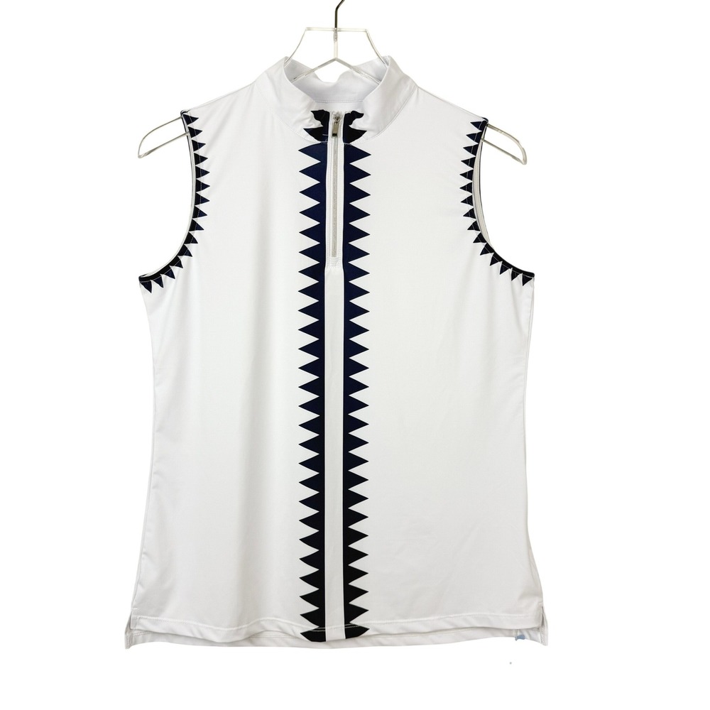 NWT Acegolfs Bold Baroque Golf Shirt Quarterzip UPF50+ White Blue Large - Picture 3 of 11